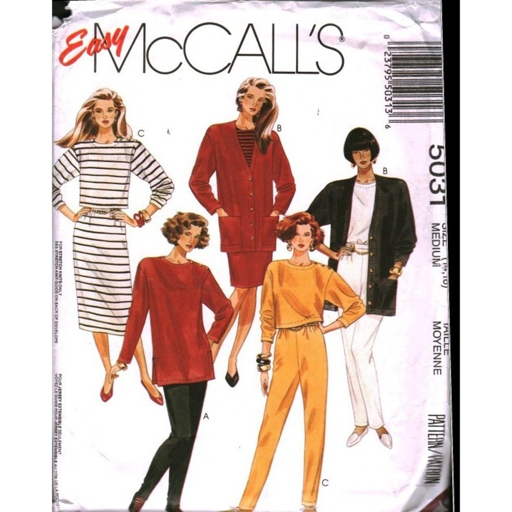Vintage 1990 McCall's 5031 Pattern Cardigan Tops Skirt Pants Size Medium‎ 14-16